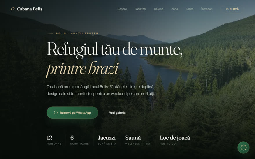 Site-ul Cabana Beliș — cazare în Munții Apuseni